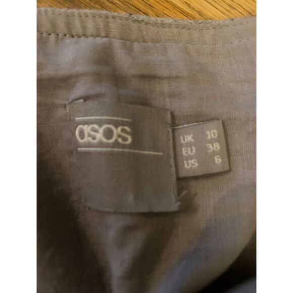 ASOS, women's grey square, front pockets, side zip, wool blend mini skirt size 6 - Picture 9 of 10